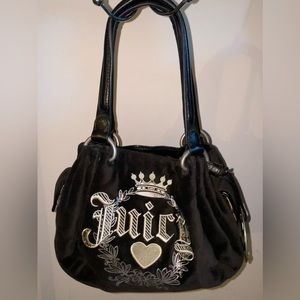 NWT Juicy Couture Y2K Original Vintage Embroidered Logo Fluffy Velvet Leather